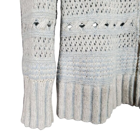 Sleeping On Snow Size M Sweater Cardigan Wool Angora Open Knit Zip Frosty Blue - Picture 6 of 6